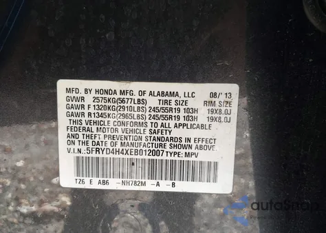 2014 Acura Mdx Technology Package from USA, damaged, VIN 5FRYD4H4XEB012007